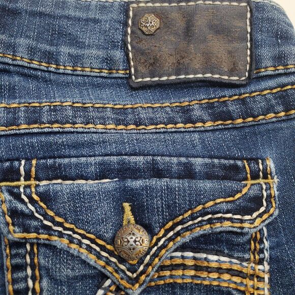 Silver Jeans Womens 28 Mckenzie Crop Mid Rise Dark Wash Thick Stitch Flap Pocket - Picture 4 of 16